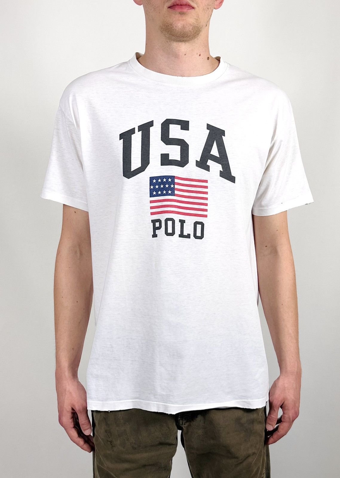 90s Vintage Polo Sport Ralph Lauren USA Flag Tee T-Shirt