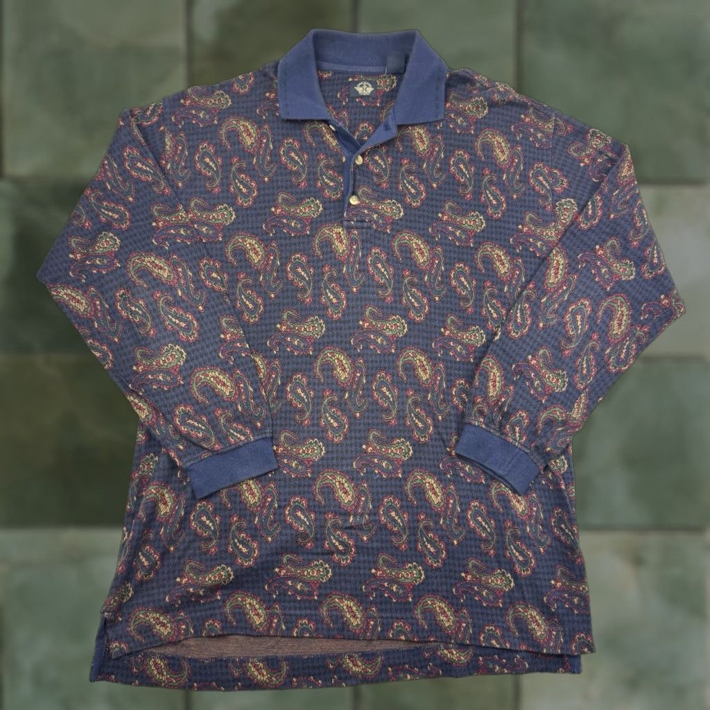 Dockers VINTAGE Dockers Long Sleeve Polo Men M Paisley Blue 90s Classic"} Size US M / EU 48-50 / 2 - 1 Thumbnail