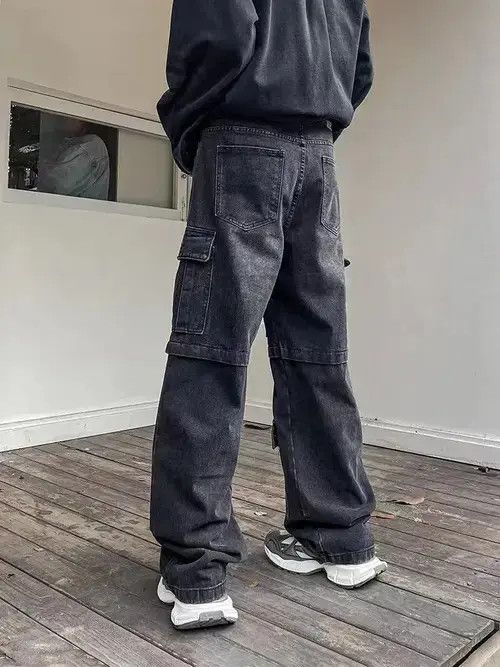Japanese Brand Retro washed heavy duty functional multi-pocket work jeans Size US 32 / EU 48 - 4 Thumbnail