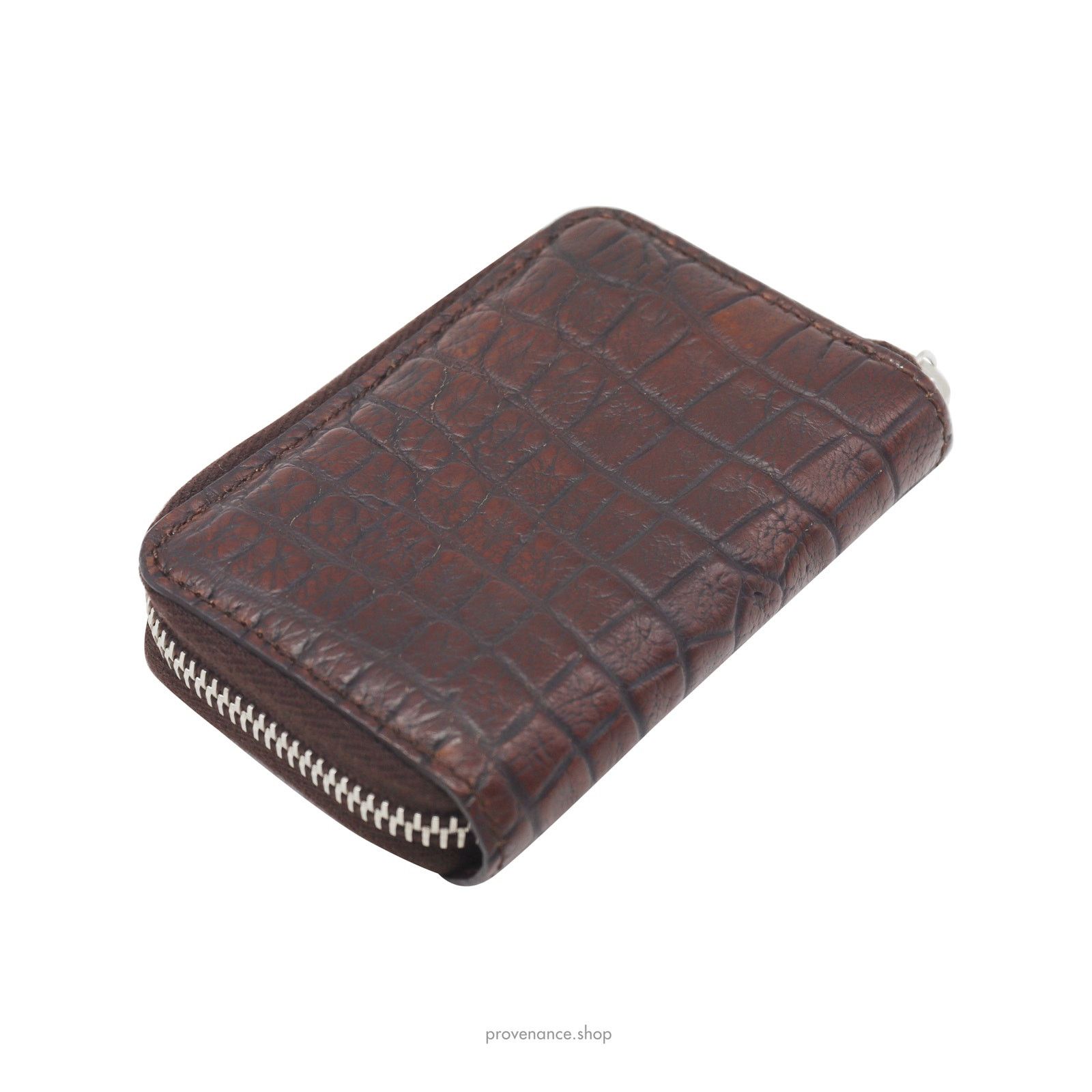 Gucci 🔴 Gucci Compact Zip Wallet - Chocolate Crocodile Leather Size ONE SIZE - 4 Thumbnail
