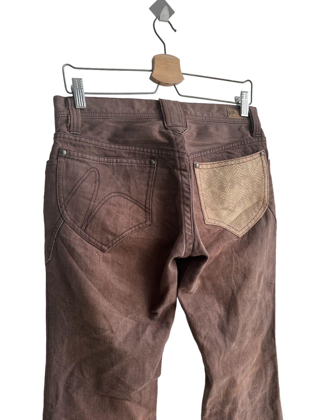If Six Was Nine 1990s Nicole Clubs 🇯🇵 Leather Guns Pockets Flare Denim Size US 32 / EU 48 - 6 Thumbnail
