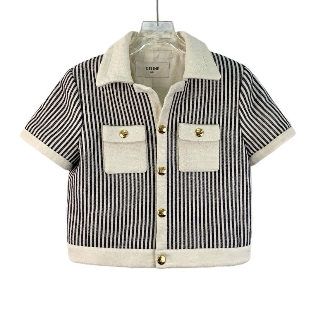 Celine Celine Striped Single Breasted Short Sleeve Jacket Size XS / US 0-2 / IT 36-38 - 1 Thumbnail