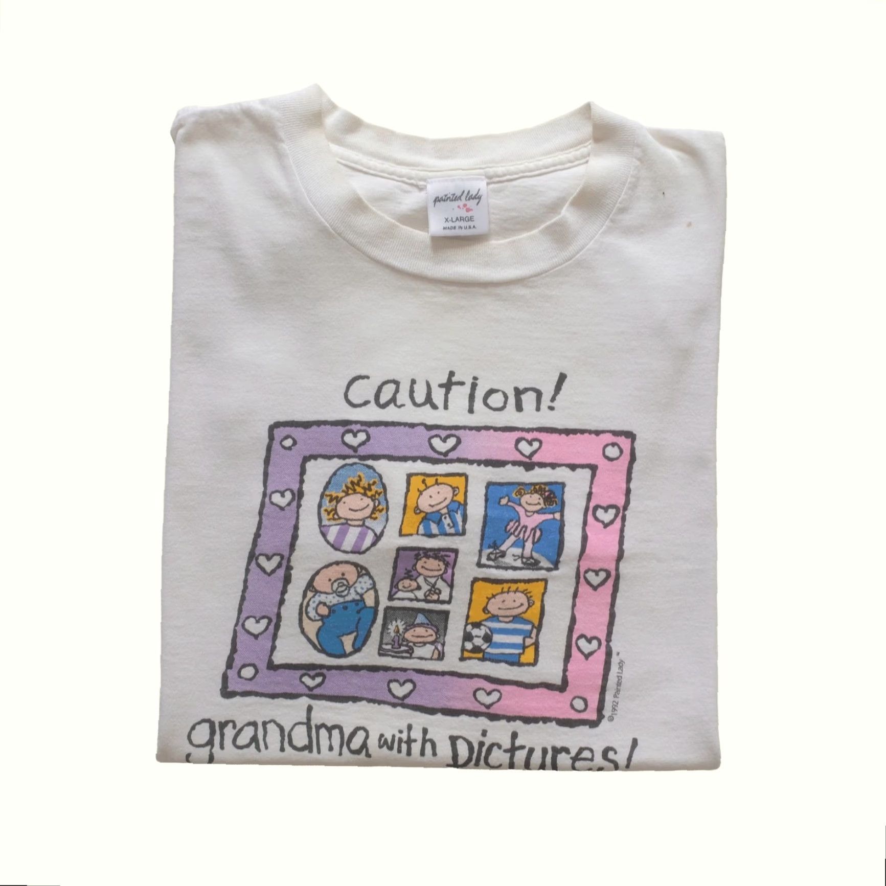 Vintage VINTAGE PAINTED LADY T-Shirt Graphic 90s Funny Grandma With Pictures USA Made Men XL White Short Sleeve Crew Neck Size US XL / EU 56 / 4 - 2 Thumbnail