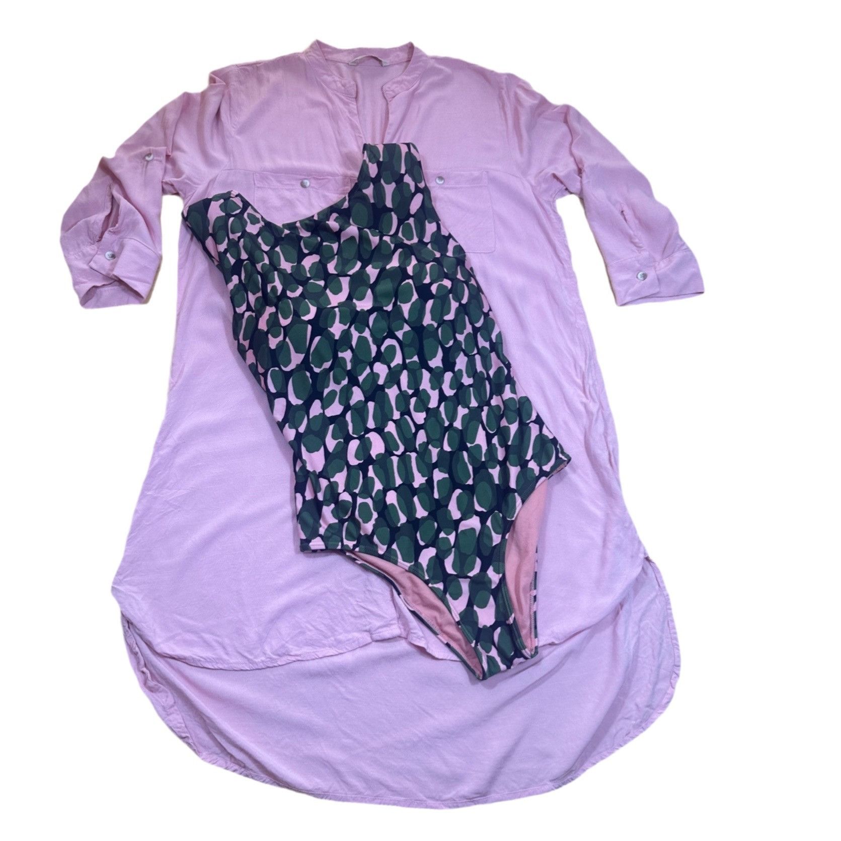 C&A One Piece Swimsuit Dark Green Forest and Pink Size Medium Size M / US 6-8 / IT 42-44 - 6 Thumbnail