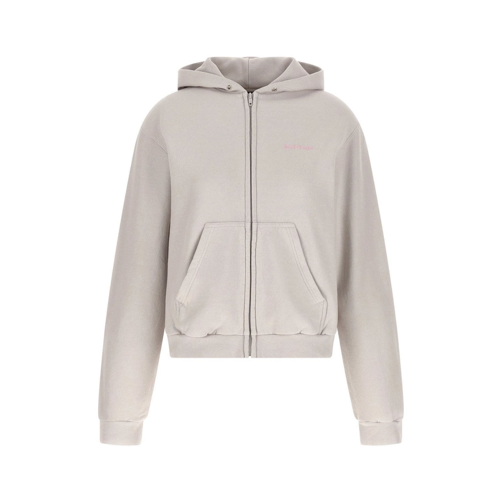 BALENCIAGA Women's Gray/Pink Cotton Zip Hoodie New & Authent