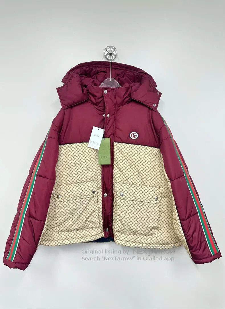 Gucci Gucci Burgundy full-print logo nylon jacket Size US XS / EU 42 / 0 - 1 Thumbnail