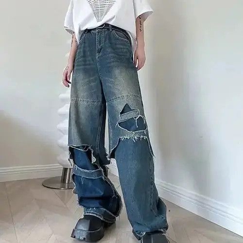 VIBE Washed Double Layered Cut Hole Denim Pant Size US 29 - 2 Thumbnail