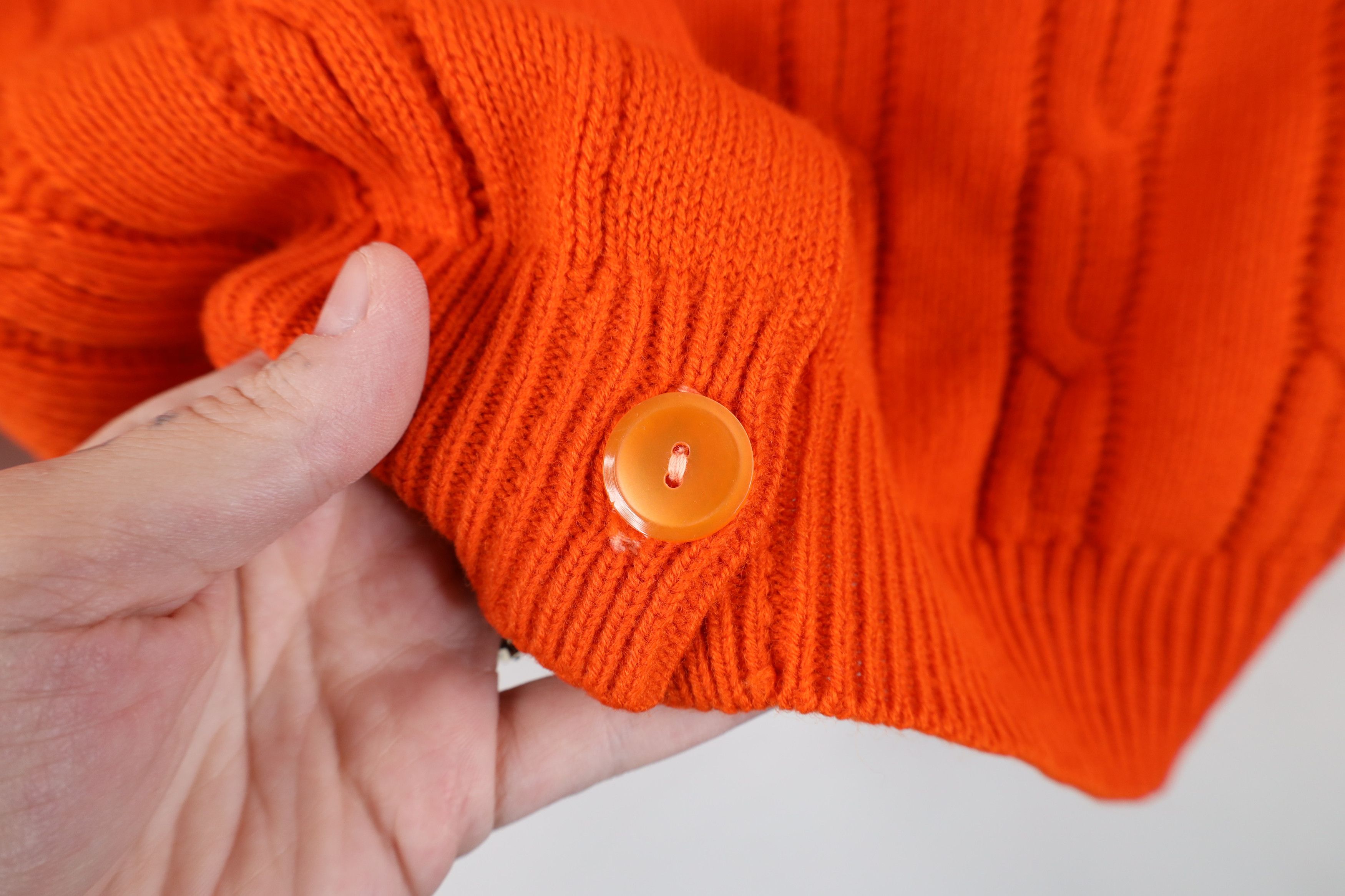 Vintage Vintage 60s Streetwear Cable Knit Cardigan Sweater Orange Size XS / US 0-2 / IT 36-38 - 5 Thumbnail