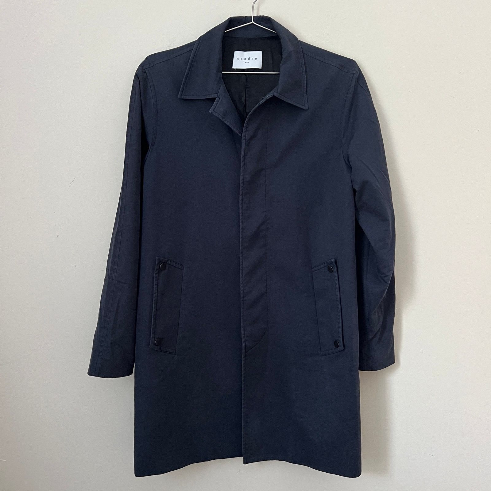 Sandro Sandro Men's Navy Blue Lightweight Trench Coat Size S Size US S / EU 44-46 / 1 - 1 Thumbnail