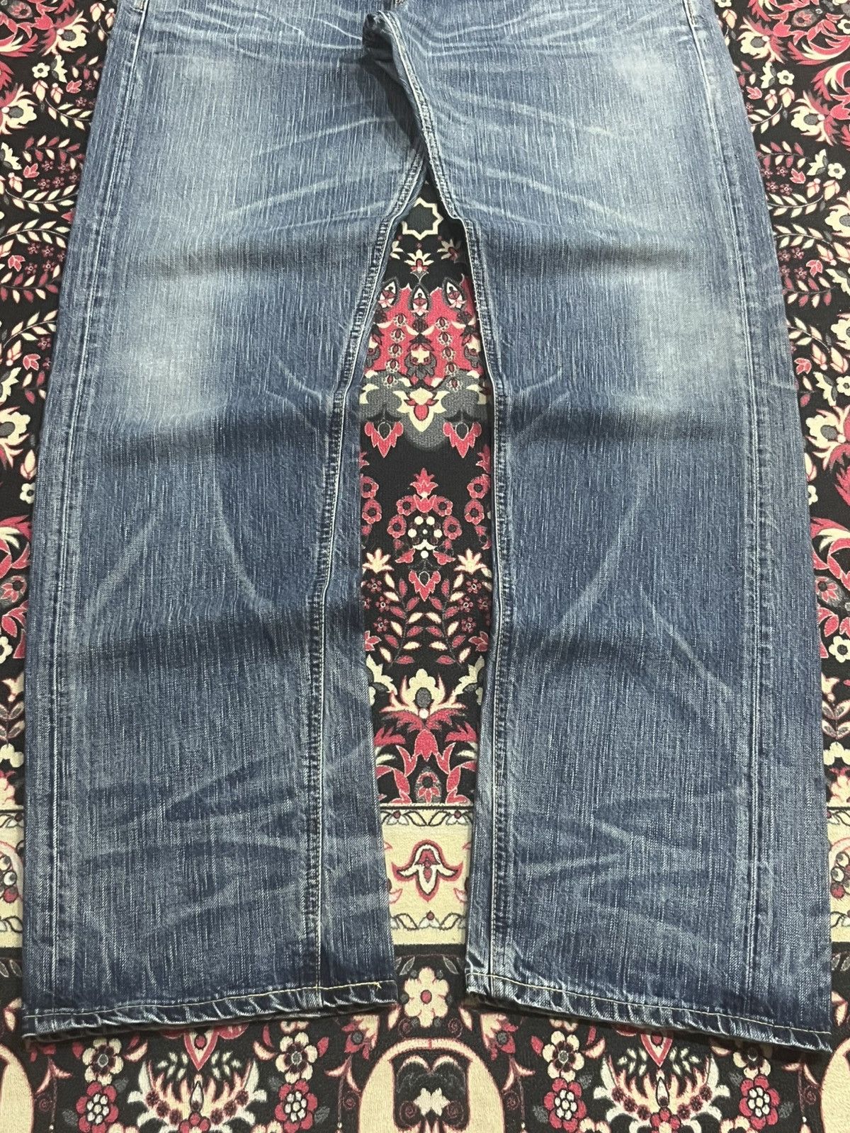 Edwin Edwin 503 Blue Trip Slashed Blue Washed Straight Leg Jeans Size US 34 / EU 50 - 11 Thumbnail