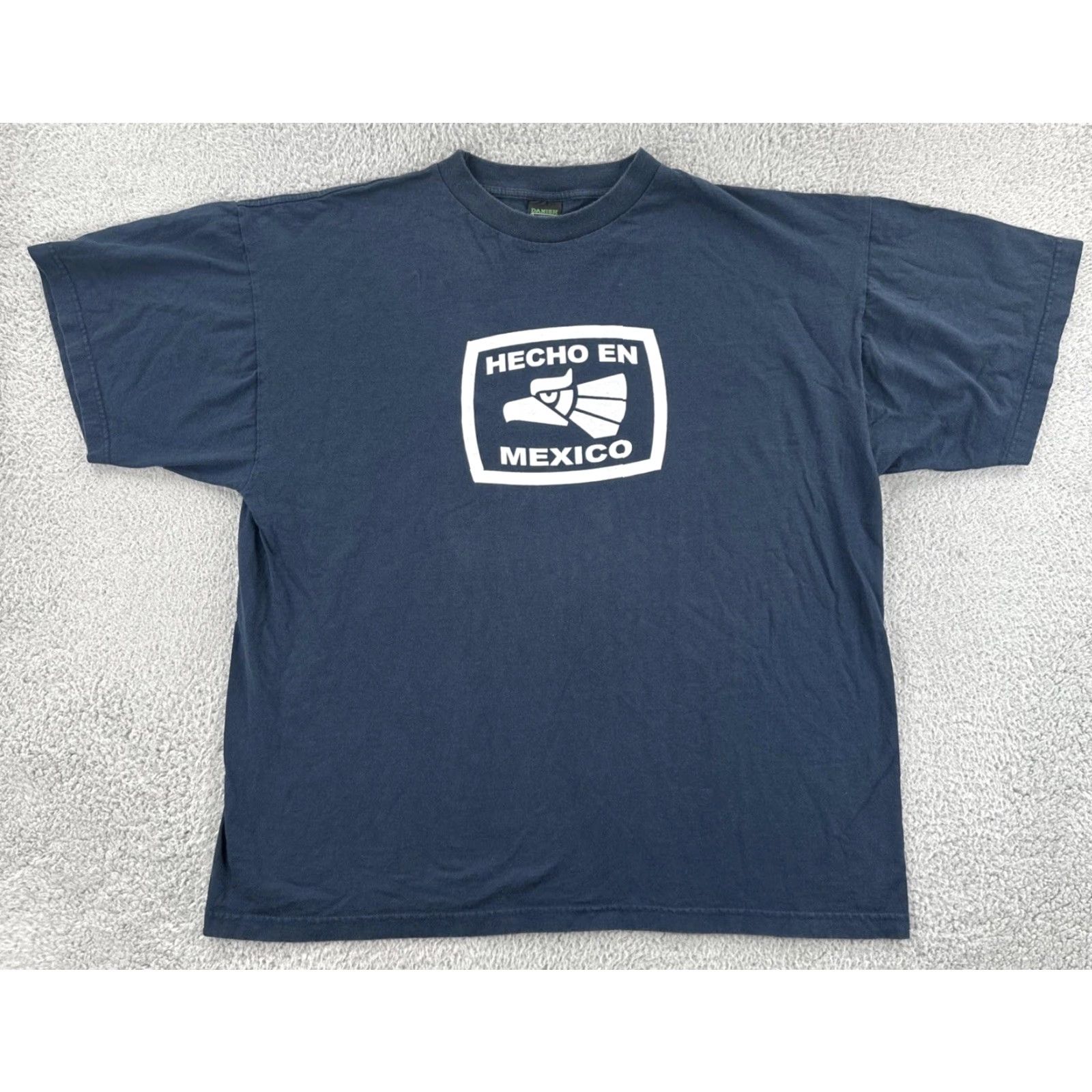 Vintage VTG Danish 90s Heavyweight Cotton 2XL Blue Boxy Shirt USA Made Short Sleeve Crew Neck Mens Teal? Size US XXL / EU 58 / 5 - 2 Thumbnail