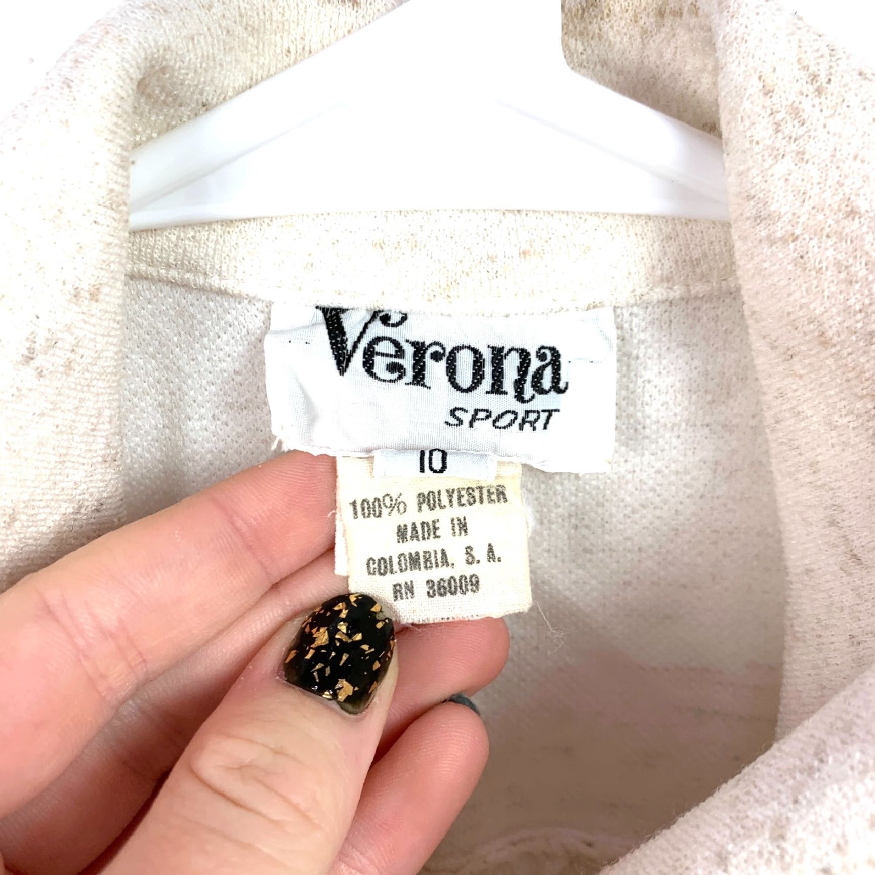 Merona VINTAGE Verona Shirt Dress 1960s Cream Polyester 10 Women/Mens (adjusted) Size L / US 10 / IT 46 - 5 Thumbnail