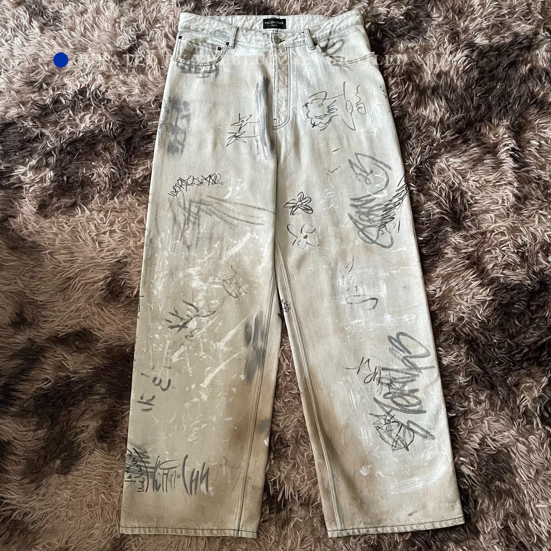 Balenciaga 💥RARE SIZE💥Balenciaga Baggy Denim Graffiti Jeans