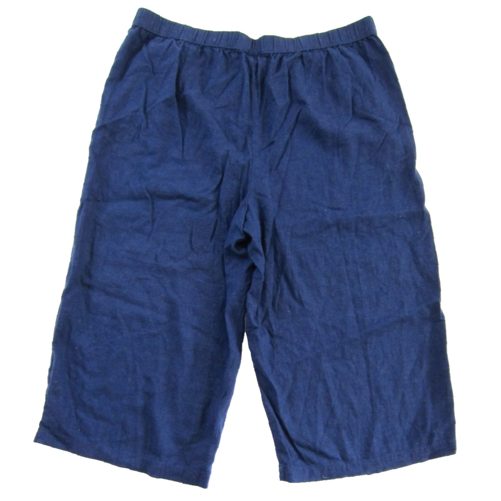 Vintage NWT a.n.a Linen American Navy Blue Pocket Cropped Capri Pants Women XL Size 40" / US 18 - 2 Thumbnail