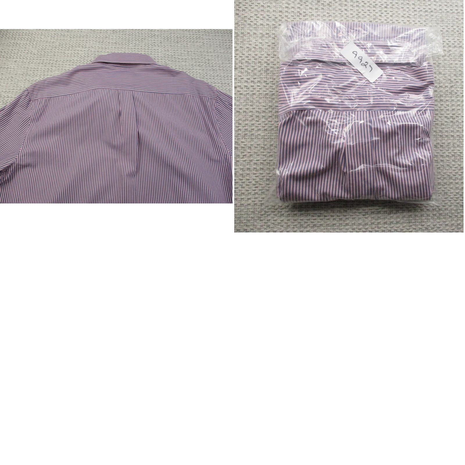Vintage Penguin Munsingwear Shirt Mens Large Slim Fit Long Sleeve Pink Blue Striped Dress Shirt Size 46R - 9 Thumbnail