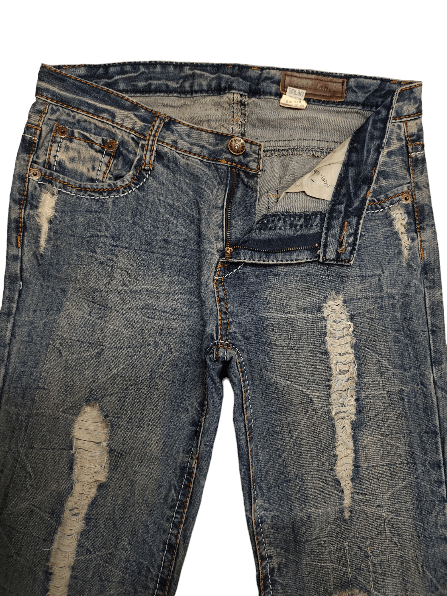 If Six Was Nine Flare Baggy Jean Agate Label Wings Distress Bootcut Wide Leg Size US 34 / EU 50 - 17 Thumbnail