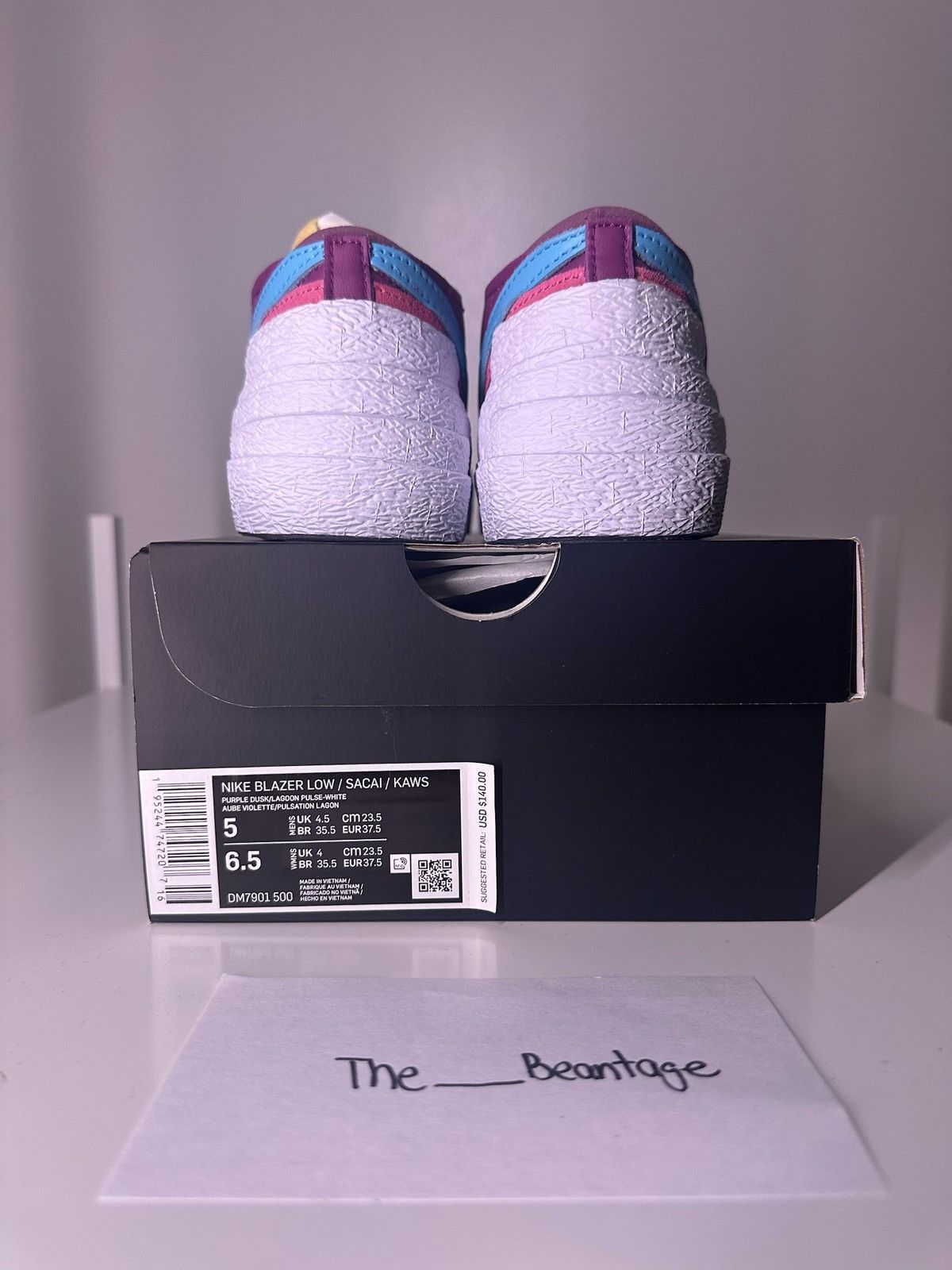 Kaws × Nike × Sacai Nike Blazer Low Sacai KAWS Shoes Purple Dusk-Aqua-Pink Size US 6.5 / IT 36.5 - 13 Thumbnail