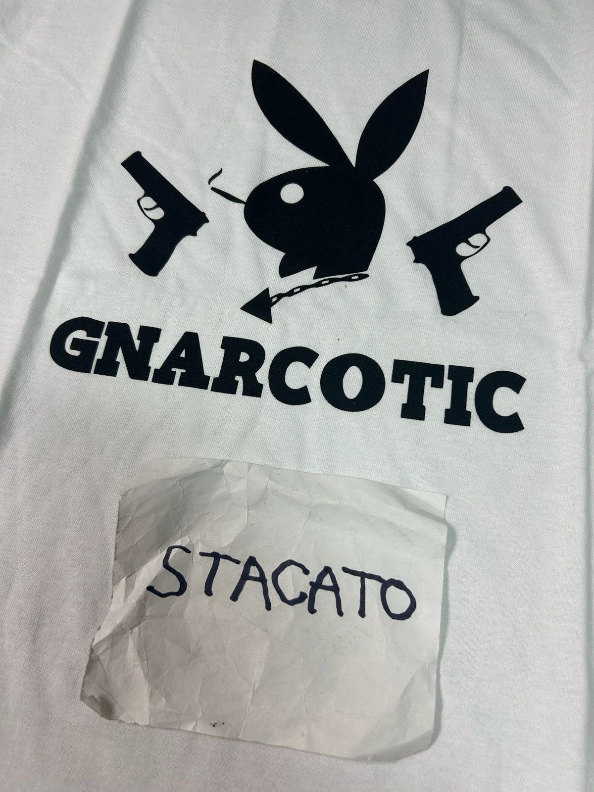 Gnarcotic × Rap Tees Gnarcotic Lil Gnar Playboy Bunny Pistol Tee White Size US M / EU 48-50 / 2 - 3 Thumbnail