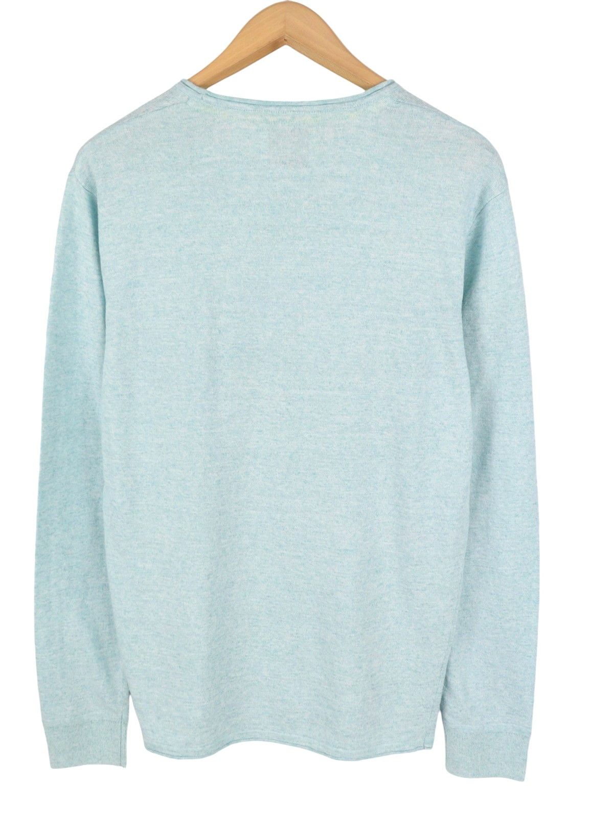 Scotch & Soda M Blue Melange Linen Blend Knit Patch Pocket Pull On 91035 Size US M / EU 48-50 / 2 - 4 Thumbnail