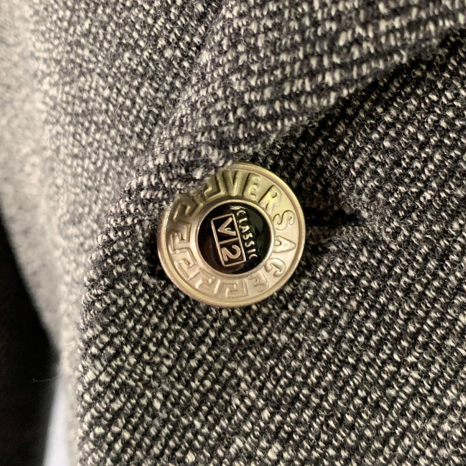 Versace V2 by VERSACE Grey Black Heather Double Breasted Suit Size 42R - 4 Thumbnail