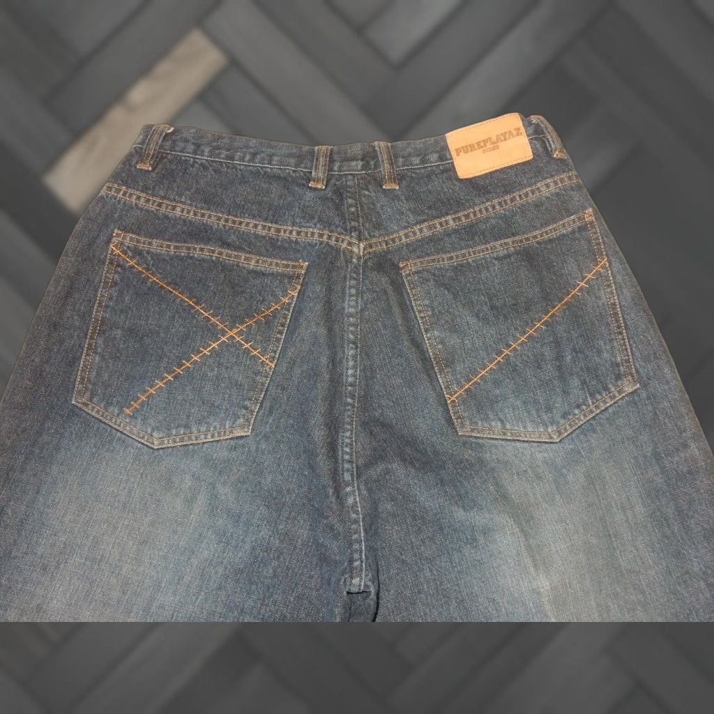 Denime VINTAGE Pure Playaz Men's Denim Jeans Tapered 34x33 Blue Baggy 90s Size US 34 / EU 50 - 1 Thumbnail