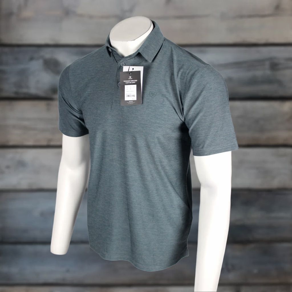 Ariat Ariat Polo Shirt S Small Newsboy Blue 10055408 - Men's Charger 2.0 Short Sleeve Shirt, Solid, Western, Golf, Moisture Wicking, Quick Dry Size US S / EU 44-46 / 1 - 1 Thumbnail