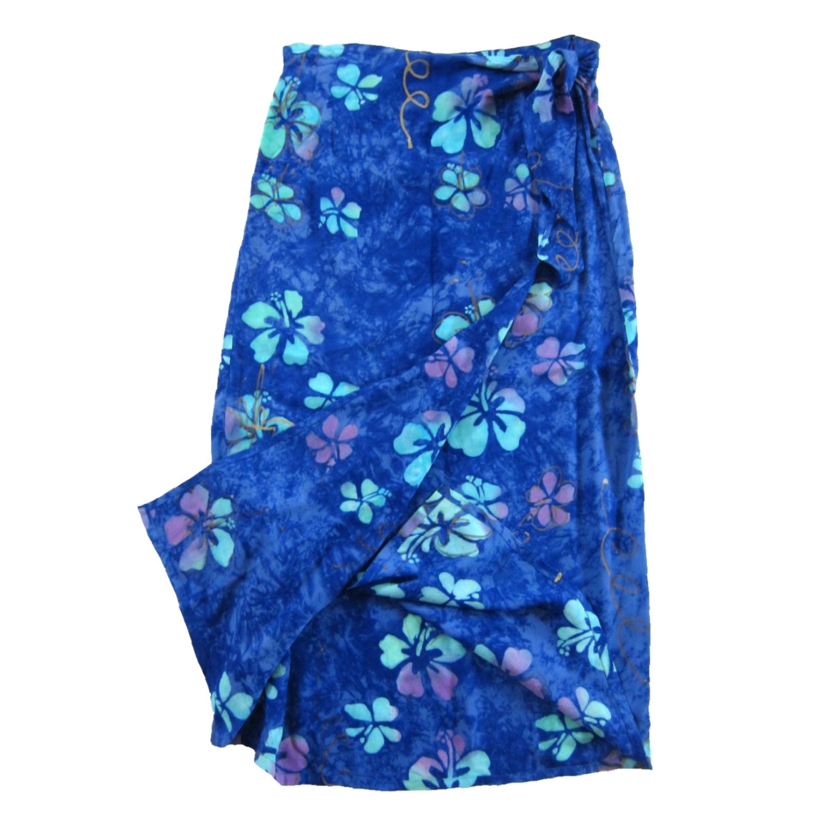 Vintage VINTAGE Far Away Wrap Dress Women's Maxi Floral Tie Dye Long Rayon Blue 32" waist 41" hip 35.5" hem Womens Size M / US 6-8 / IT 42-44 - 5 Thumbnail
