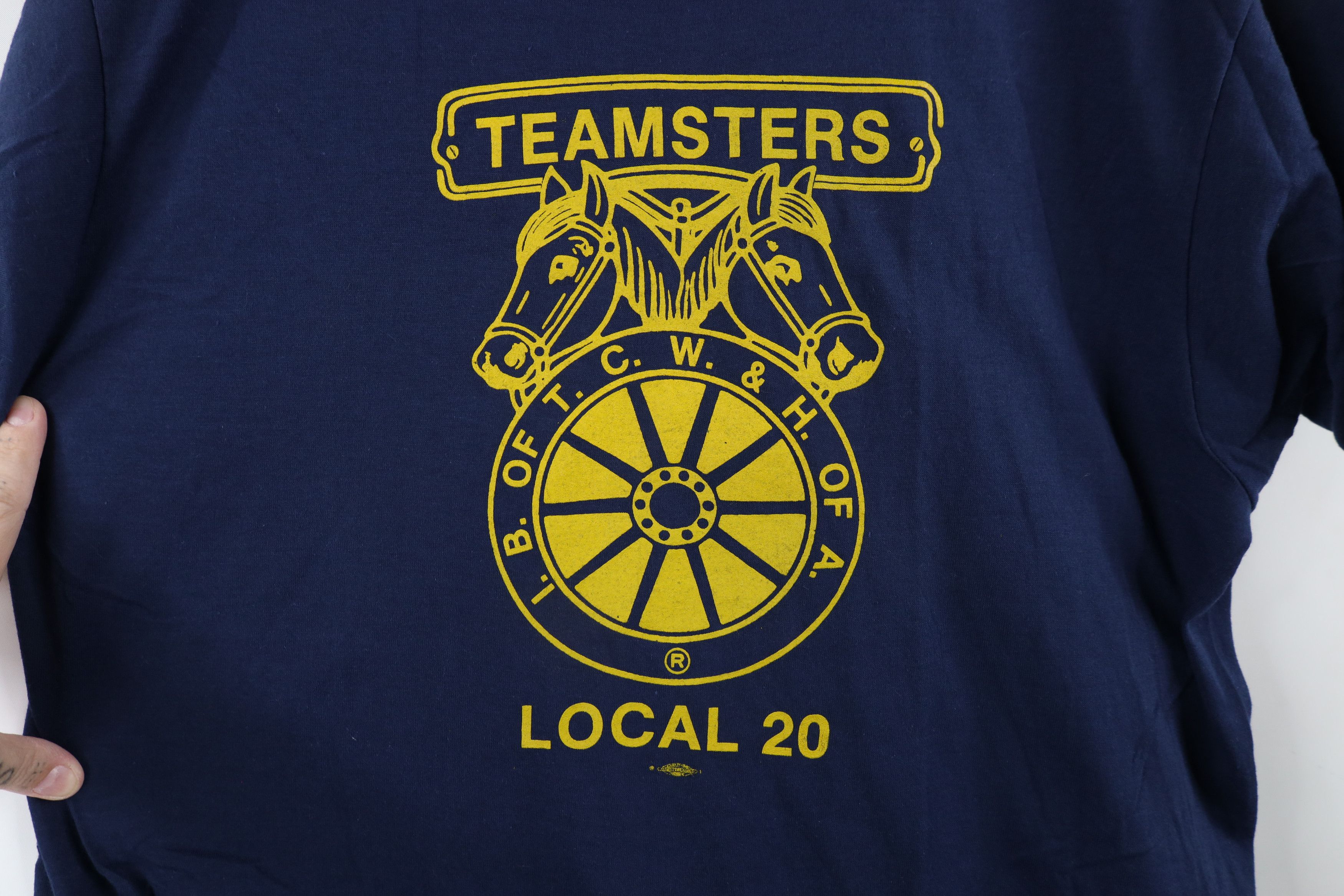 Vintage Deadstock Vintage 80s 20 Teamsters Union T-Shirt Blue USA Size US XL / EU 56 / 4 - 4 Thumbnail