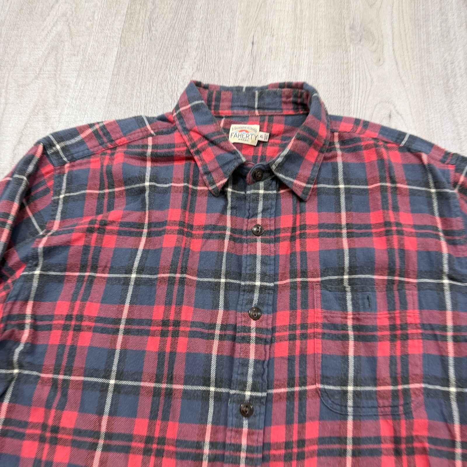Faherty Faherty Flannel Shirt Men's Extra Large XL Red Blue Plaid Size US XL / EU 56 / 4 - 3 Thumbnail