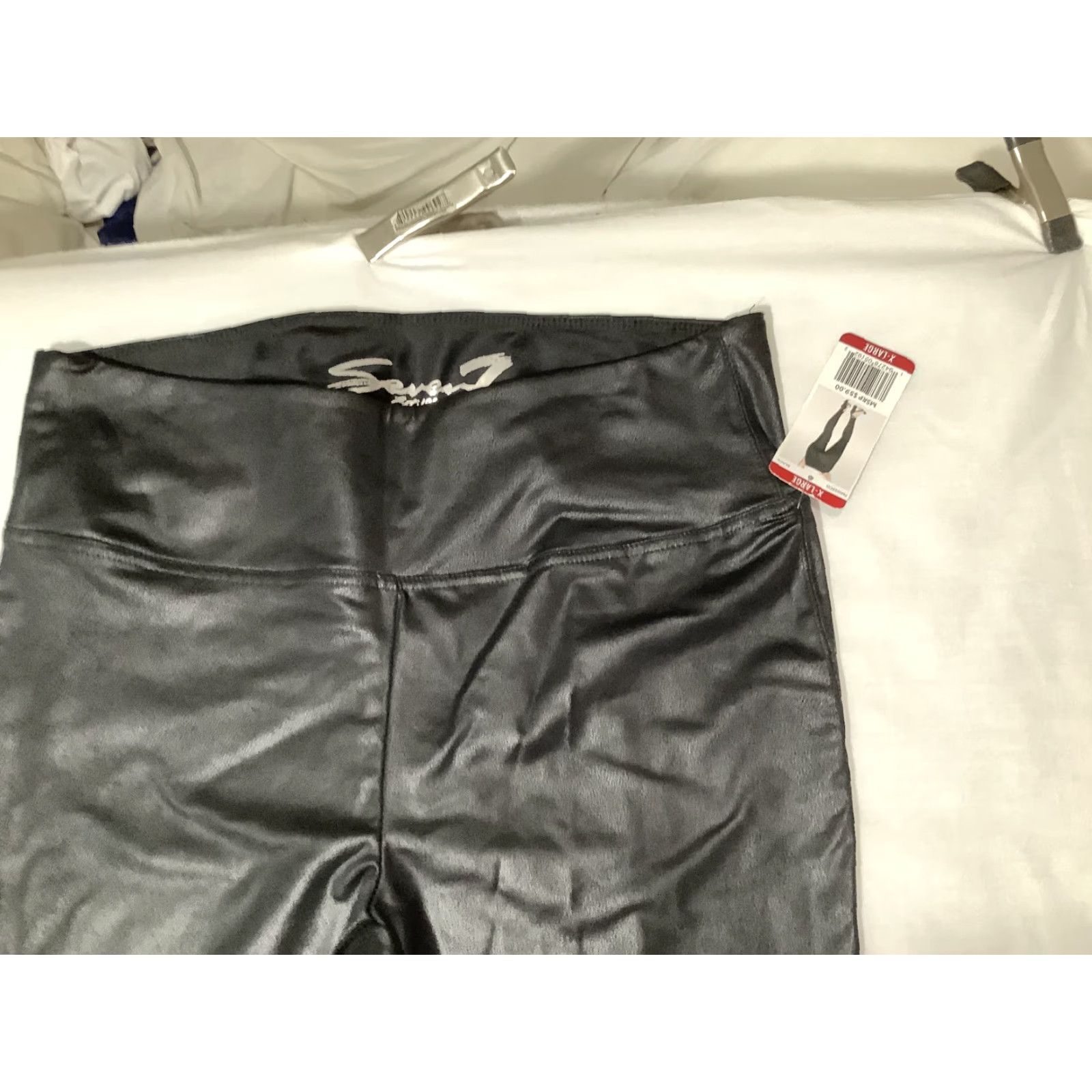 Vintage Seven7 Faux Leather Legging Womens XL Black High Rise Stretch Pants X-Large New Size 40" / US 18 - 2 Thumbnail