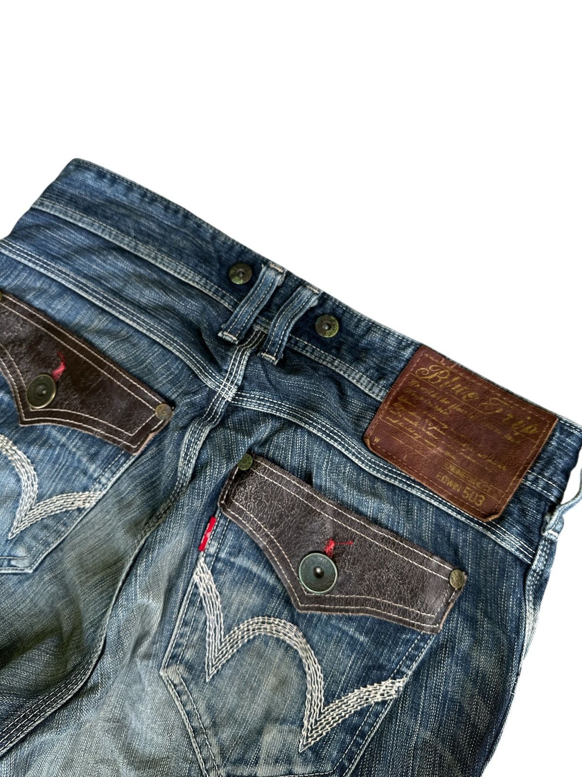 Edwin Vintage Edwin 503 Blue Trip Distress 🎌💥 Size US 34 / EU 50 - 13 Thumbnail