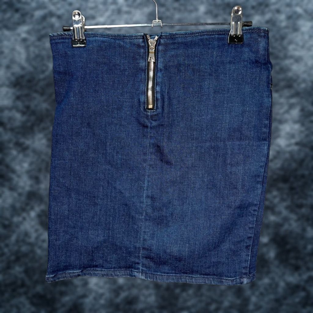 Rta RTA Womens Denim Pencil Skirt With Diagonal Zipper Blue Jean Mini Size 2 Size 26" / US 2 / IT 38 - 1 Thumbnail