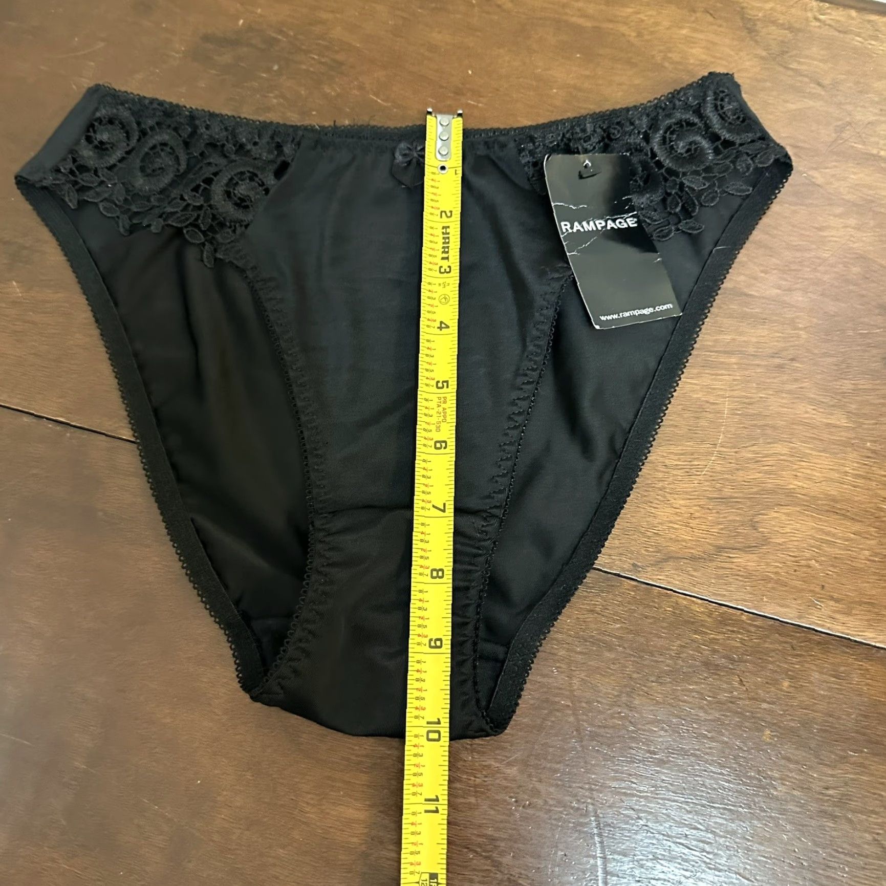 Vintage VINTAGE Rampage Black High Cut Lace Bikini Panty Panties Size M NWT Size 32" / US 10 / IT 46 - 7 Thumbnail