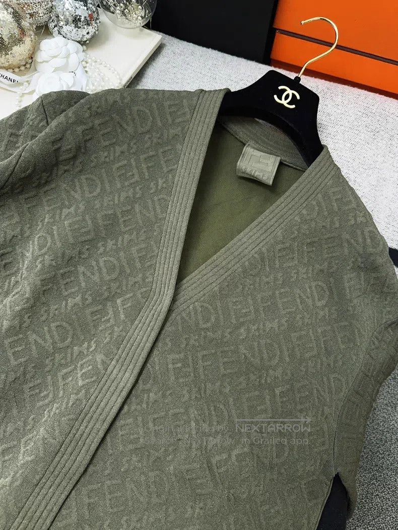 Fendi Fendi Vintage Green Relief Double F Logo Knit Cardigan Coa Size XXS / US 00 / IT 34 - 9 Thumbnail
