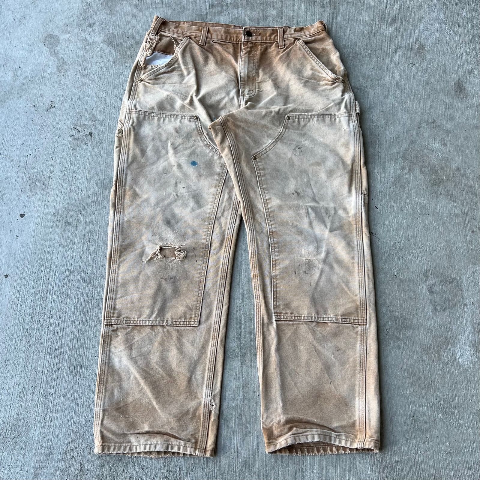 Vintage Y2K Carhartt faded brown double knee work wear pants