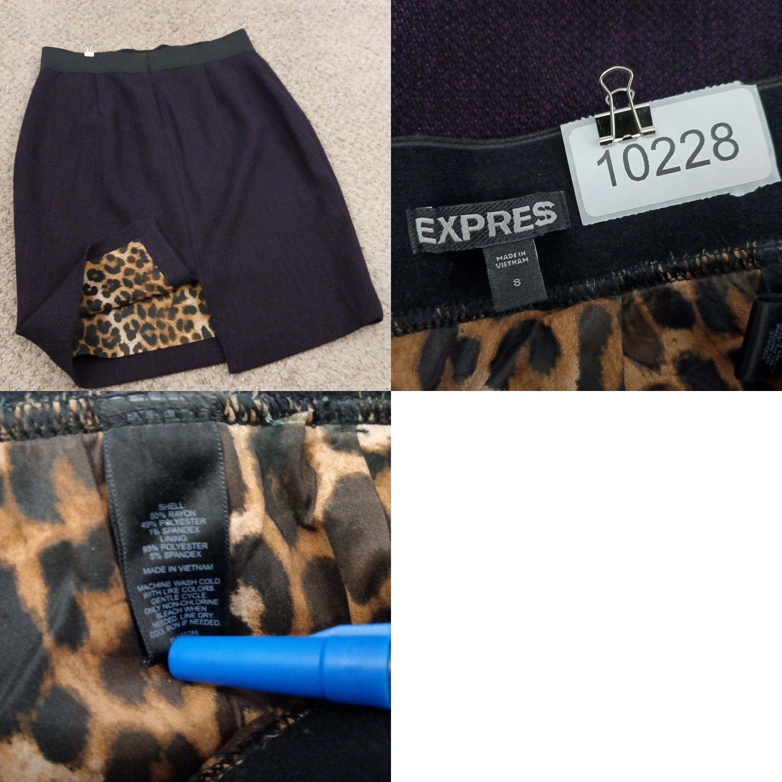 Express Express Skirt Women Knee Length Purple Lined Slit Pencil 8 Size Regular Polyester Rayon Spandex Button Zip N/A Size 30" / US 8 / IT 44 - 8 Thumbnail