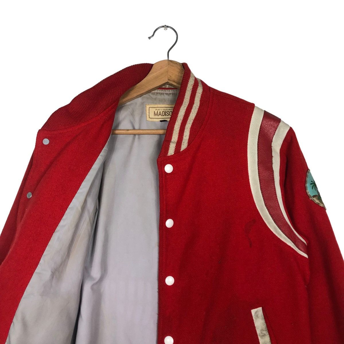 Japanese Brand 🔥Vintage Bomber Varsity Jacket Madison Hawaii Patches Big Size US L / EU 52-54 / 3 - 12 Thumbnail