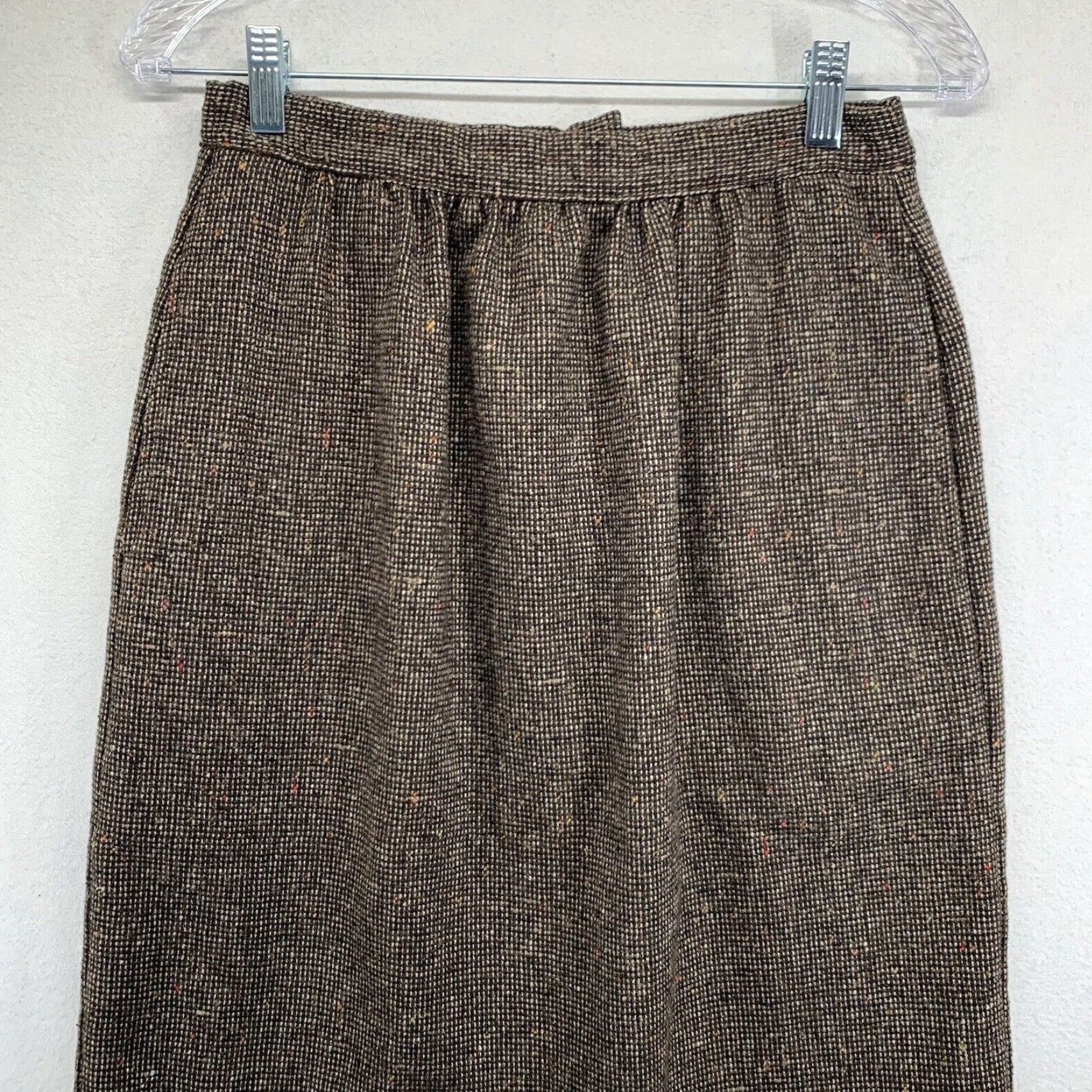 Vintage VINTAGE Russ Women's Plaid Skirt Size 10 Midi A-Line Brown Speckled 70s 80s Classic Size 32" / US 10 / IT 46 - 4 Thumbnail