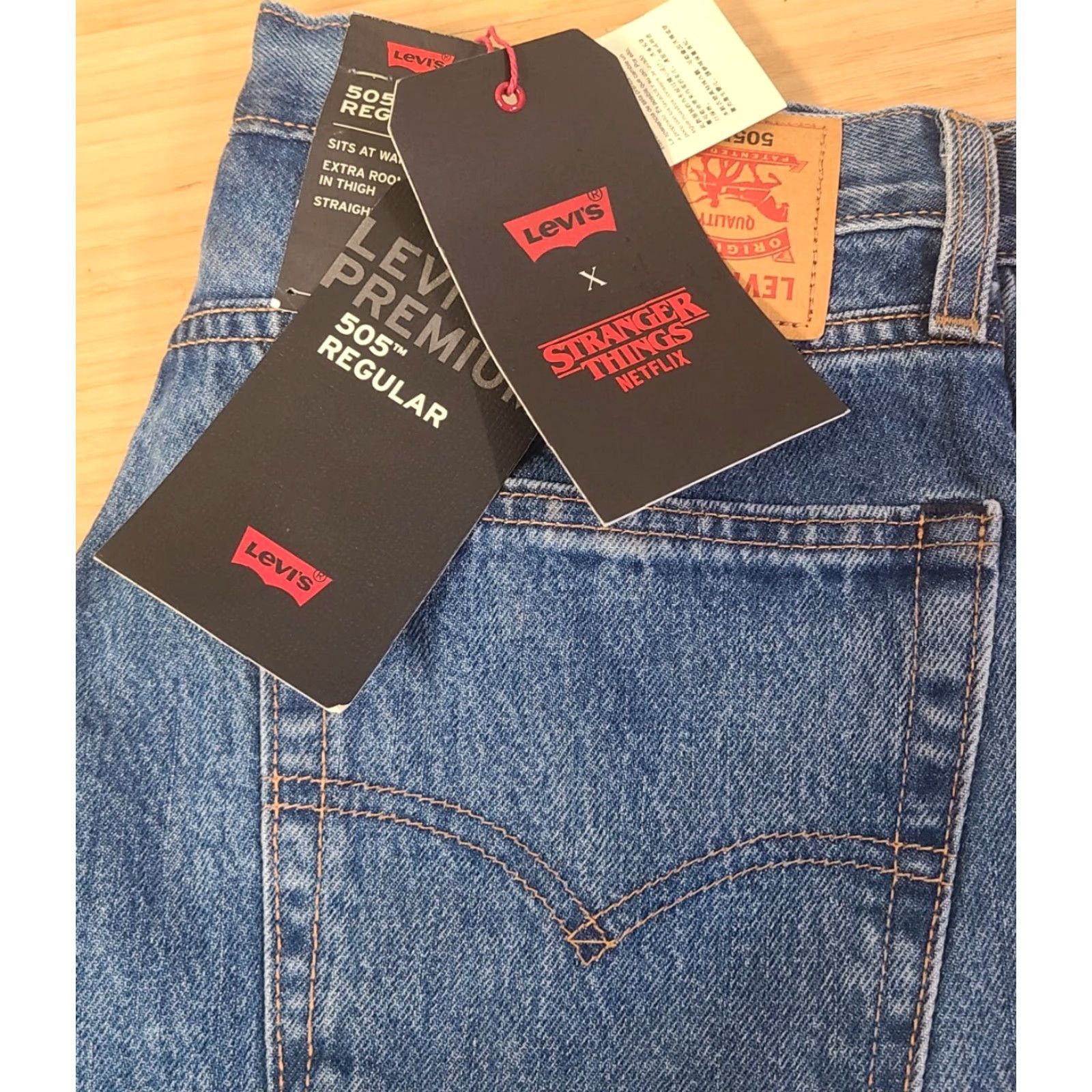 Levi's LEVI'S 505 Denim Jeans Stranger Things Straight Mens 31x32 Blue Regular Size US 31 - 3 Thumbnail