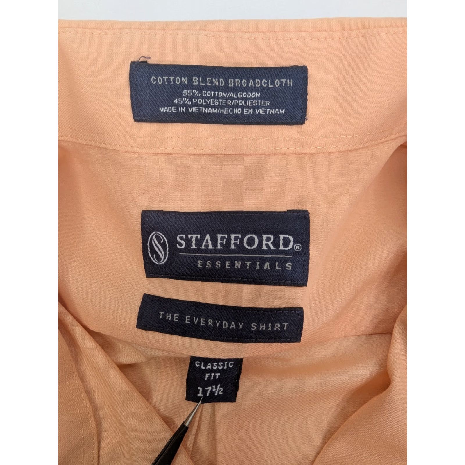 Stafford Stafford Shirt Mens Classic Fit The Everyday Short Sleeve Dress Shirt Orange 17.5 Size US XXL / EU 58 / 5 - 7 Thumbnail