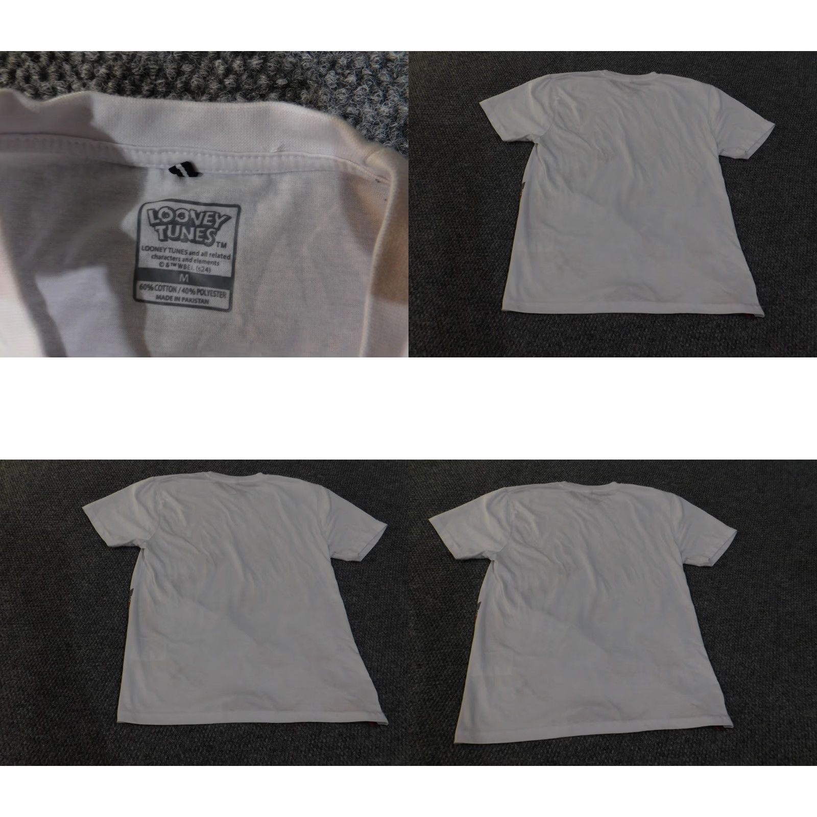Vintage Looney Tunes Shirt Mens M White Bugs Bunny Foghorn Leghorn Cartoon Tee Box Boxing Graphic Print Crew Neck Short Sleeve Cotton Polyester Vintage Theme Size US M / EU 48-50 / 2 - 8 Thumbnail