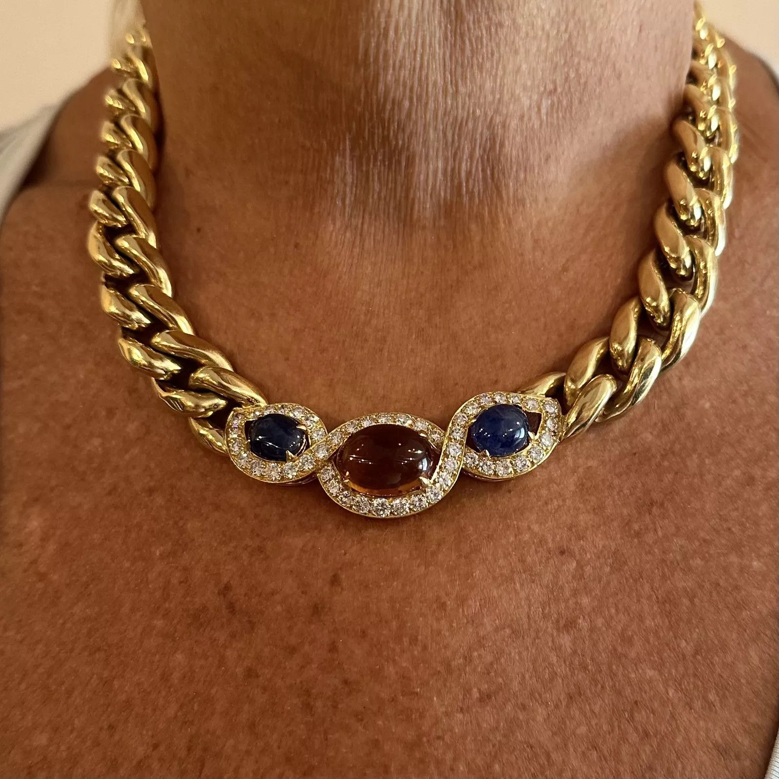 Other Bulgar 18k Gold Diamond Citrine Sapphire Link Necklace Paper Size ONE SIZE - 6 Thumbnail