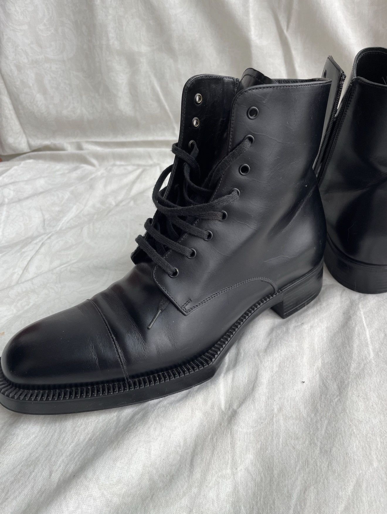 Prada *sz39* PRADA 2012 Edgy Soles Combat Leather Boots runway Size US 9 / IT 39 - 1 Thumbnail