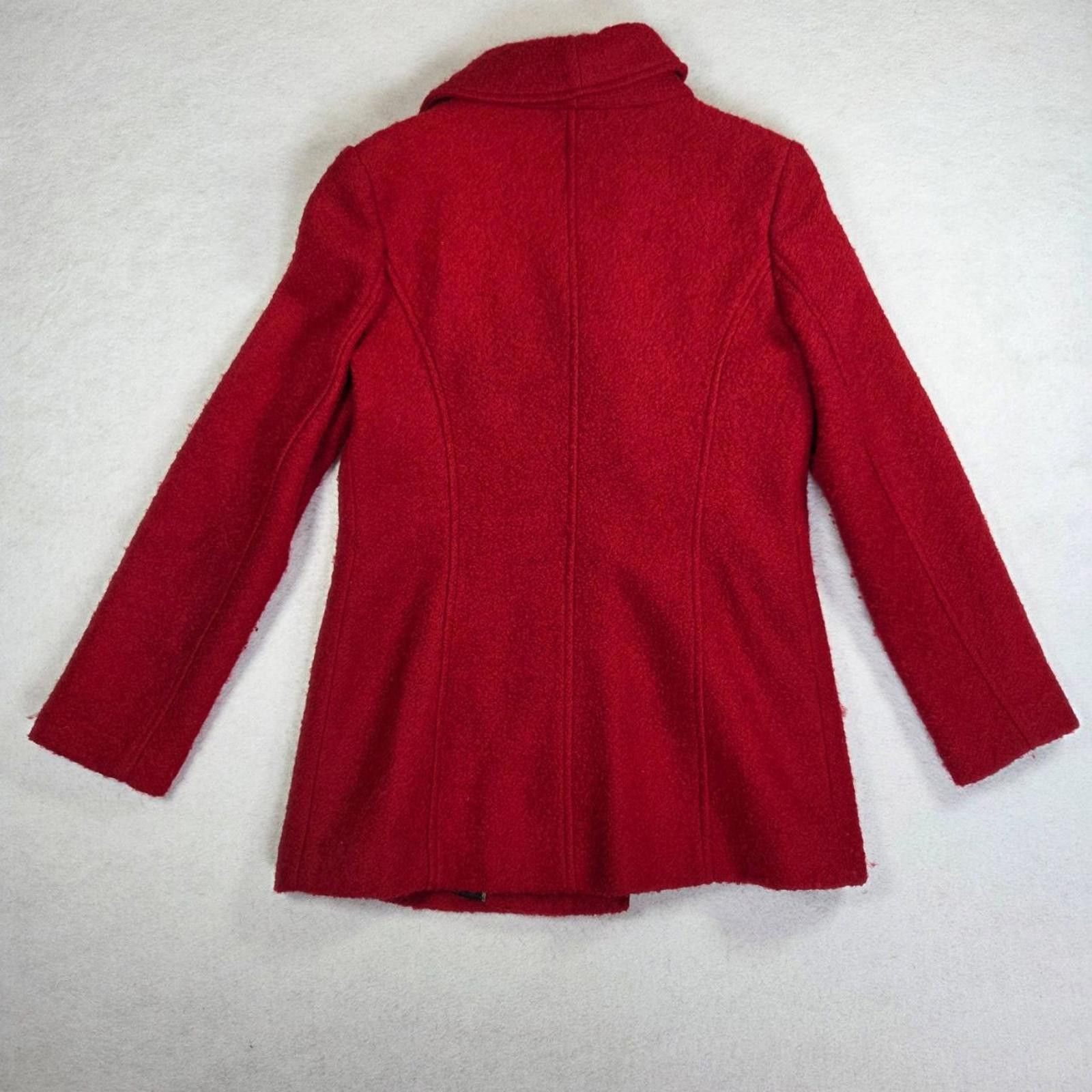 Calvin Klein Calvin Klein Womens Size 10 Red Asymmetric Button Coat Wool Size L / US 10 / IT 46 - 4 Thumbnail