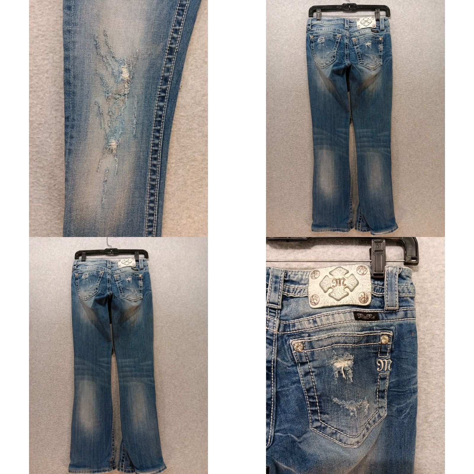 Miss Me VINTAGE Miss Me Jeans Women's 27 × 29 Boot Cut Distressed Medium Wash Cross Logo Modern Classic Jeans Womens Size 27" / US 4 / IT 40 - 9 Thumbnail