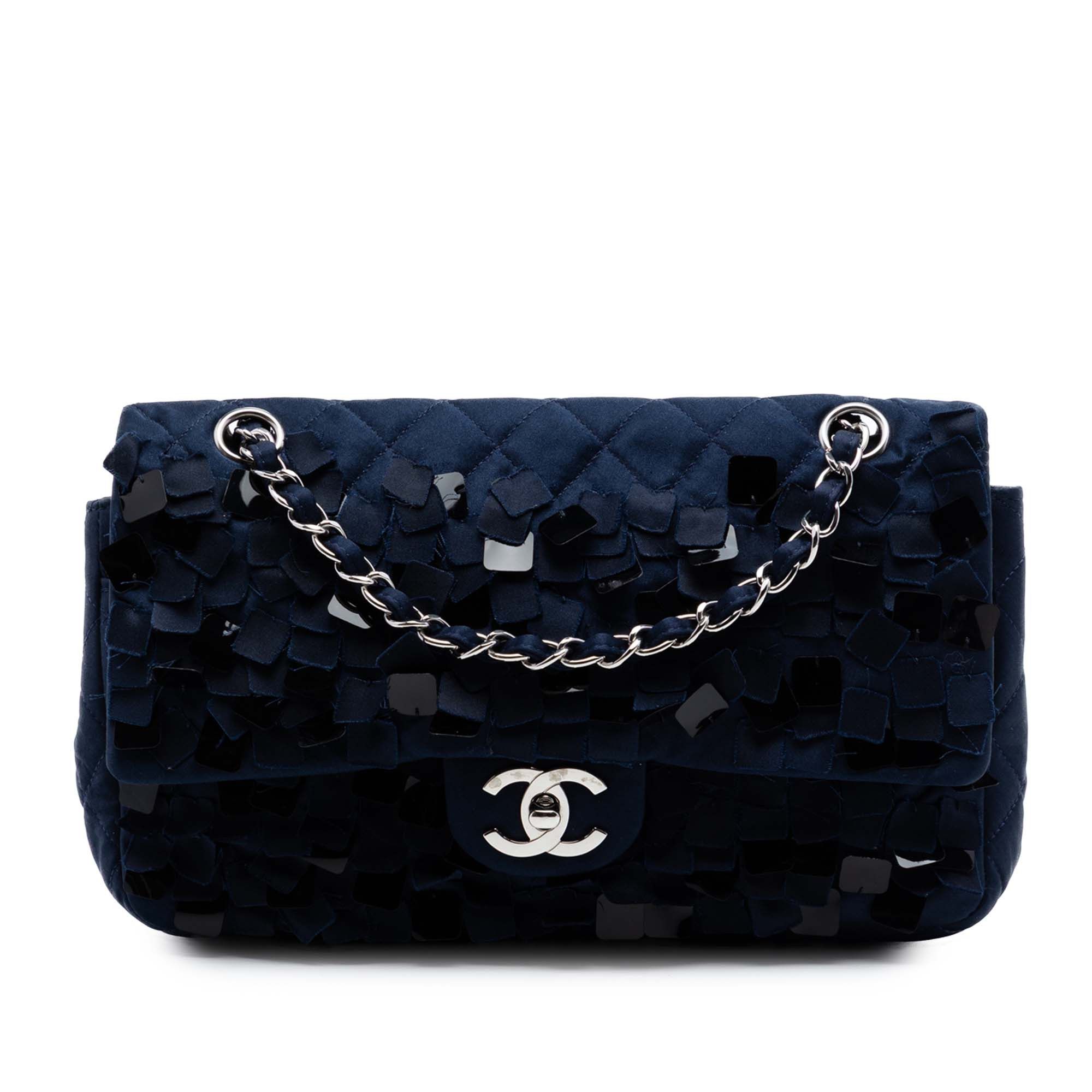 Chanel Medium Classic Satin Paillette Embellished Double Flap Size ONE SIZE - 1 Thumbnail