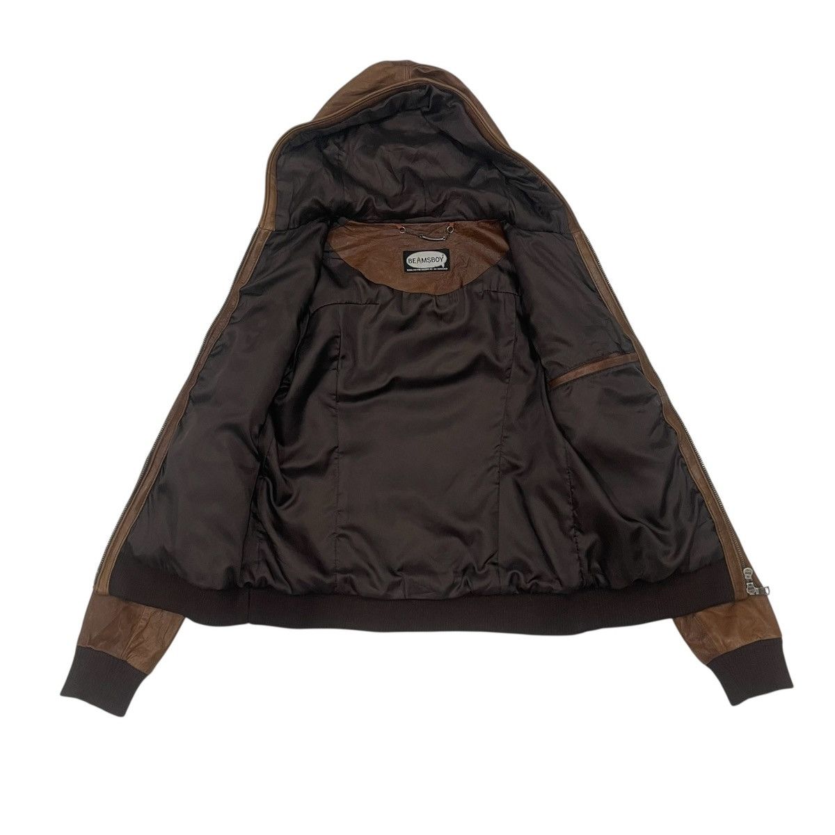 Beams Plus Vintage Beams Lamb Leather Hoodie Jacket Size S / US 4 / IT 40 - 4 Thumbnail