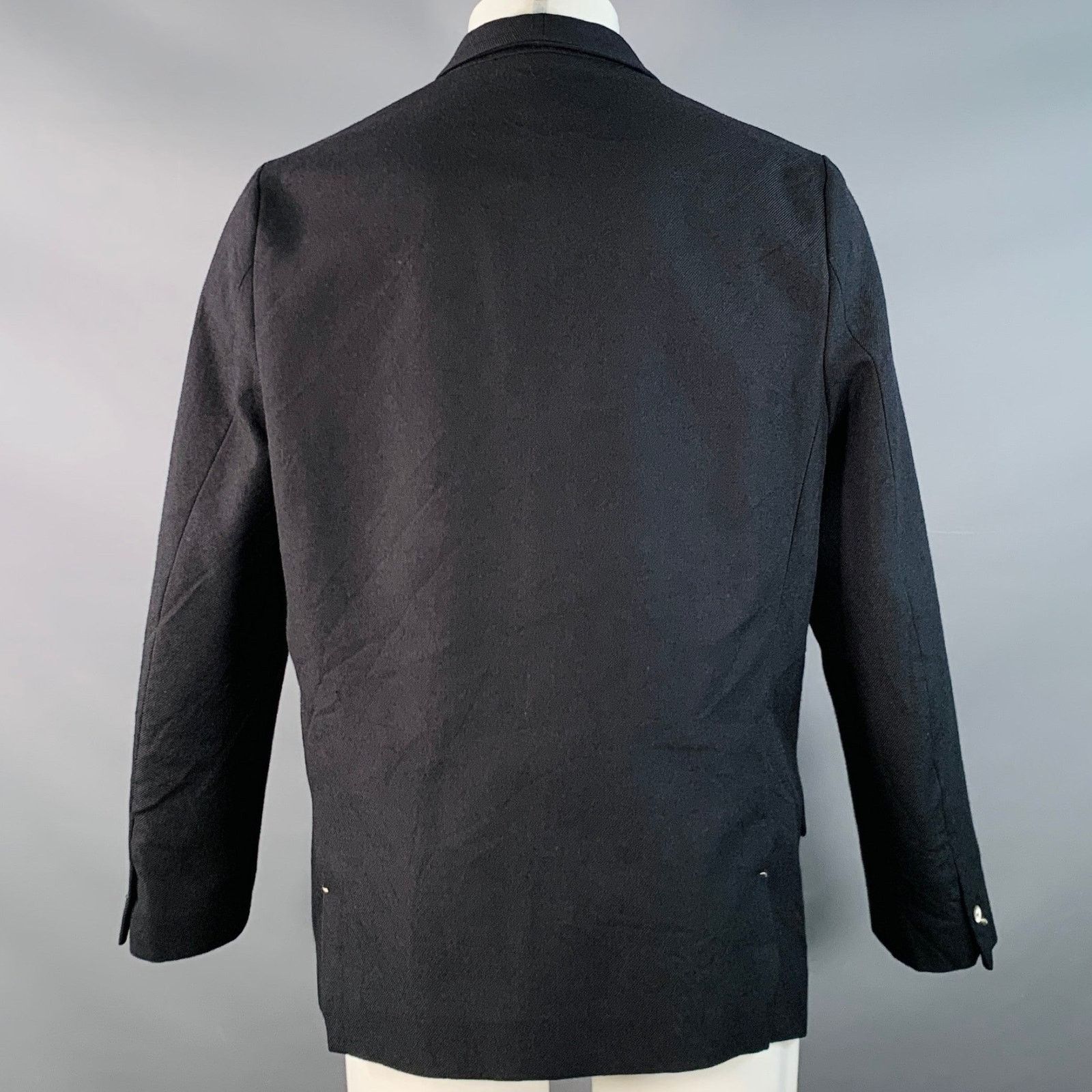 Archivio J.M. Ribot M Black Wool Twill Single Breasted Buttoned Jacket Size US M / EU 48-50 / 2 - 3 Thumbnail