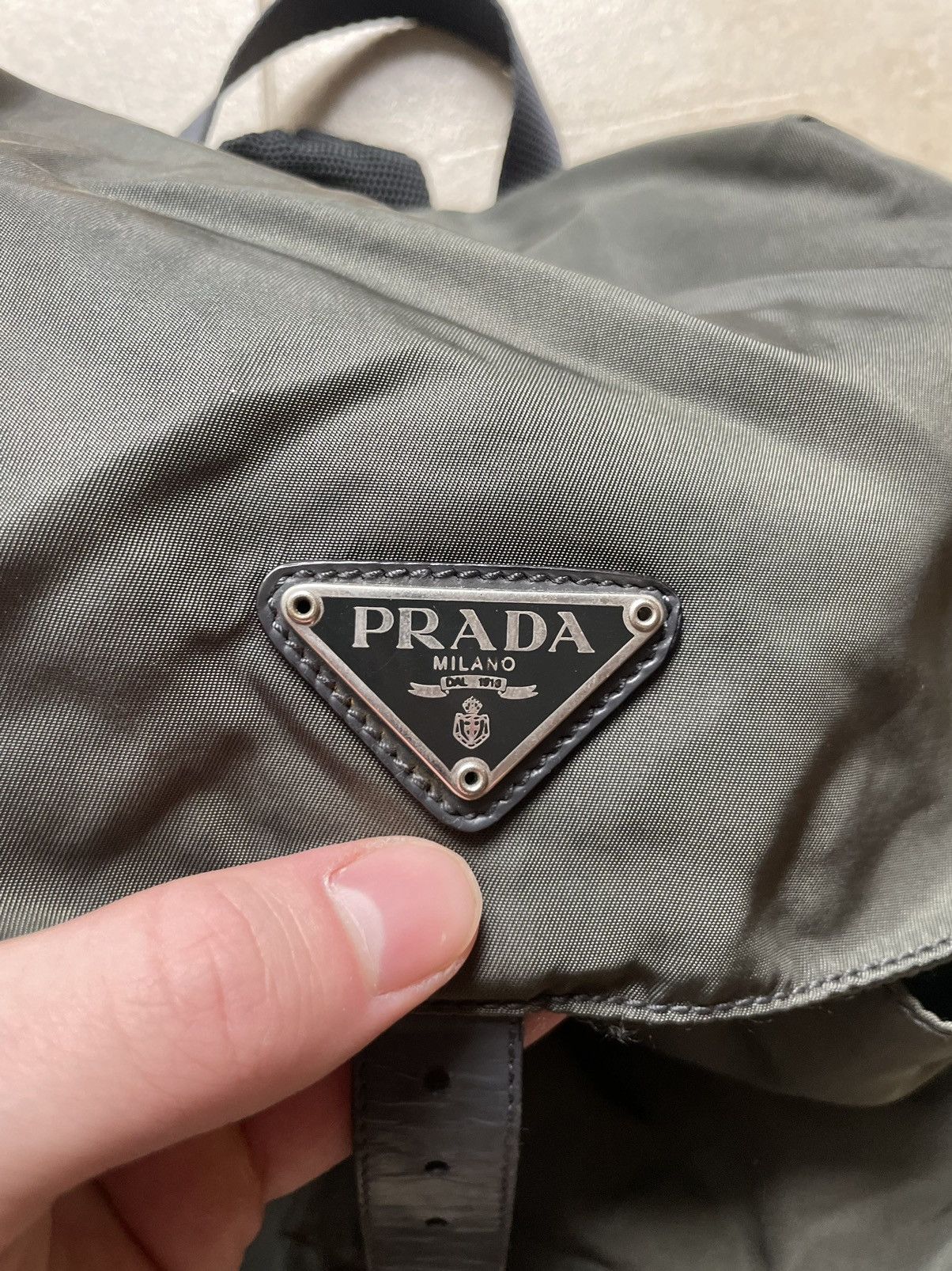Prada Prada Nylon Backpack khaki , Prada triangle logo back pack Size ONE SIZE - 6 Thumbnail
