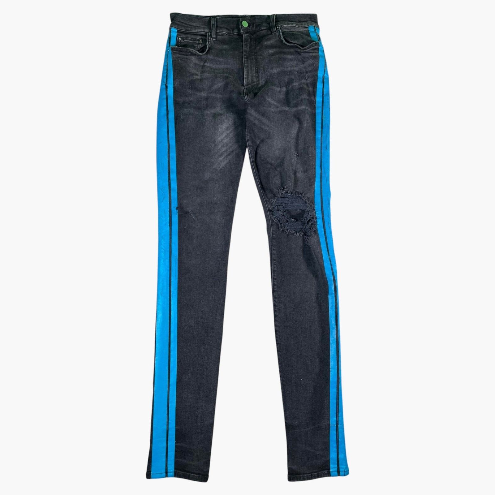Amiri Amiri Stripe Black Wash & Blue Jeans Size US 34 / EU 50 - 1 Thumbnail